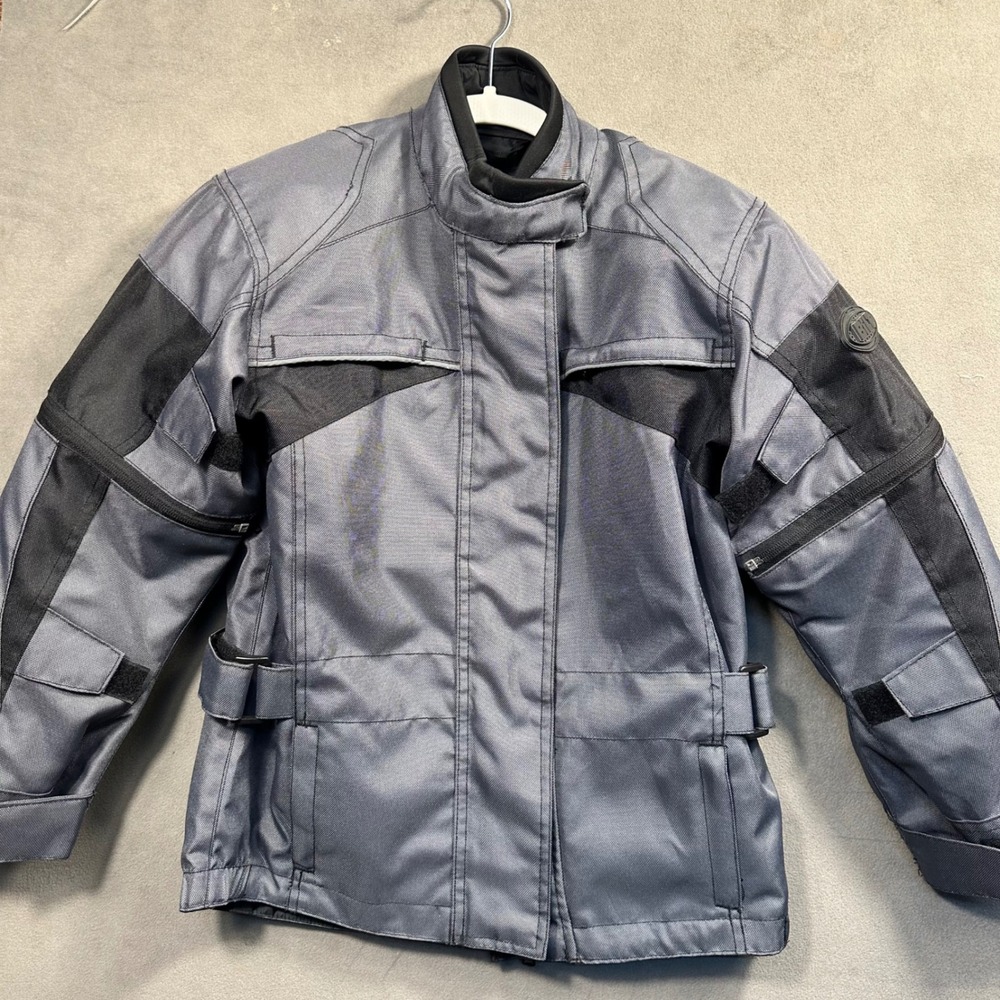 Bilt Motorcycle Jacket Kids Small Grey Black Padded Riding Gear Excellent Pads